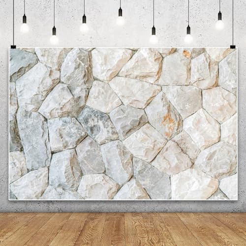 Leowefowa 8x6ft Vintage Stone Wall Photography Backdrop Retro Stone House Birthday Background for Adult Natural Textured Stone Holiday Outdoor Wedding Party Banner Decor Photo Supplies Prop - size: 8x6ft
