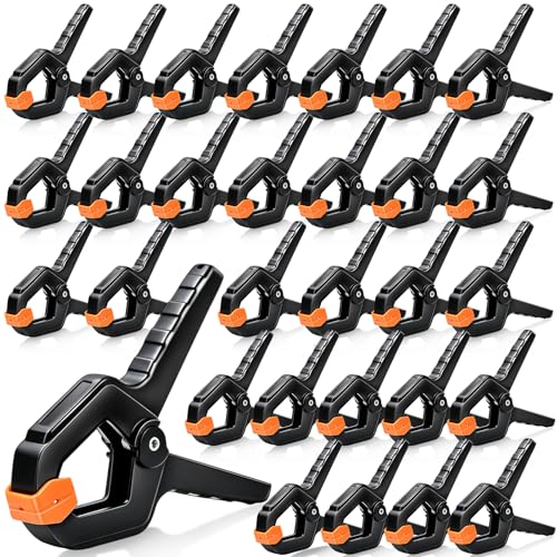 30 Pack Plastic Spring Clamps, 3.5 inch Heavy Duty Clips Spring Clips, Backdrop Clips, Plastic Wood Clamps for Woodworking, Crafts, Small Clamp for Backdrop Stand, Home, Photography Orange Splint - color: Orange, size: 3.5 inch_30pcs