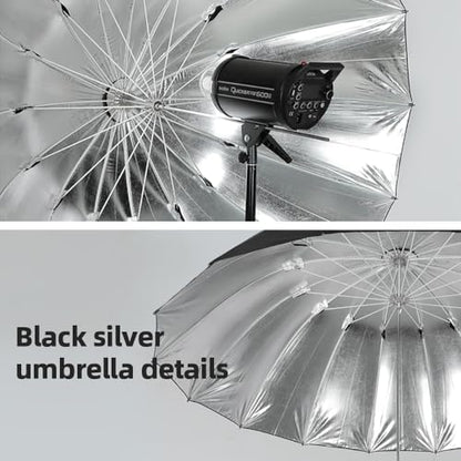 Godox 70inch 180cm Reflective Umbrella, Parabolic Reflective Umbrella, Studio Photography Umbrella, Silver Inner, with Diffuser Cover, Bag (Silver, 70") - color: Silver