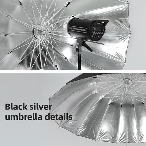 Godox 70inch 180cm Reflective Umbrella, Parabolic Reflective Umbrella, Studio Photography Umbrella, Silver Inner, with Diffuser Cover, Bag (Silver, 70") - color: Silver