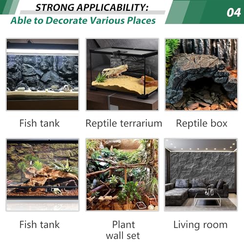 17.7x11.8in Rock Terrarium Background,3D Reptile Tank Background Board,Amphibian Stereo Backdrop Wall,Lizard Snake Gecko Spider Turtle Fish pet silo Background Decorative Panel(Grey) - color: Gray 1P