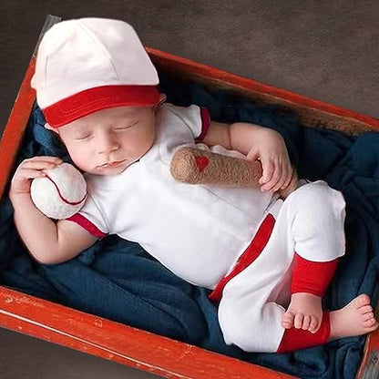 Newborn Baby Photo Shoot Props Girl Boy Crochet Knit Hat Costume Stripe Hat Pants Overalls Photography Props - color: White a
