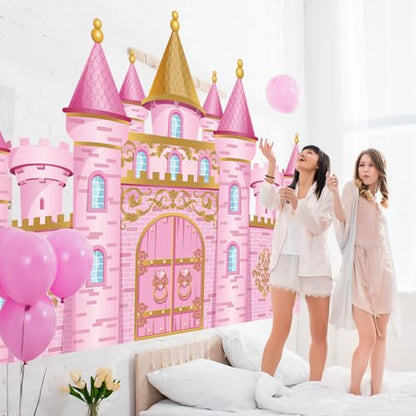 Panelee Princess Castle Party Decorations, Pink Castle Backdrop Photo Prop, 7 x 5 ft Large Princess Birthday Party Decoration for Girls Photo Background Birthday Supplies - style: Princess Castle