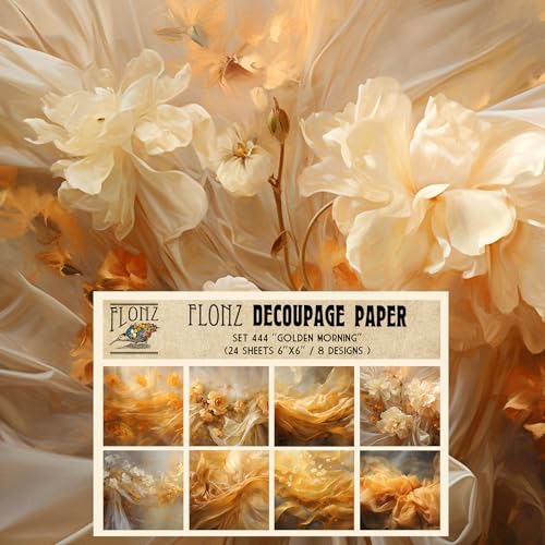 Decoupage Paper Pack (24 Sheets 6"x6") Golden Morning # Vintage Styled Pattern Paper for Decoupage, Craft and Scrapbooking - color: FortyTwo
