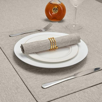 Cloth Napkin Set of 8 Square Washable Reusable Linen Fabric Polyester for Kitchen Dinner Dining Restaurants Wedding Party Banquet Table(Flaxen/17x17 Inch) - color: Flaxen