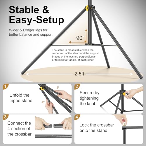 LINCO Lincostore Backdrop Support Stand Kit 10x6.5ft Adjustable Photography Studio Photo Background Support System with Carrying Bag for Green Screen Muslin, 4171 - size: 10ft wide 6.5ft high
