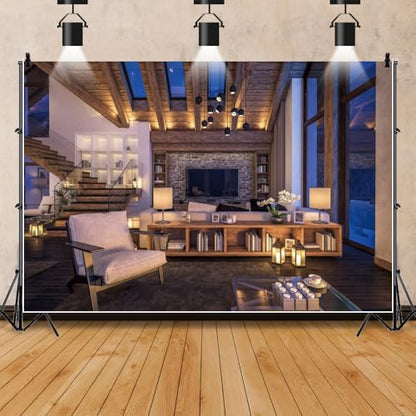 Western Living Room Backdrop Zoom Meeting Video Modern Home Business Office Backdrop for Photography Online Meeting Background for Conference Photo Booth Studio Props Vinyl 10x6.5ft - size: 10x6.5FT