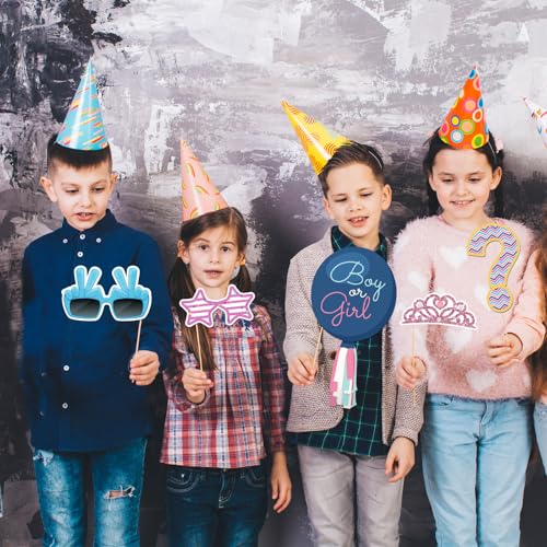 INNORU Boy or Girl Photo Booth Props, Baby Shower Photoshoot Gender Reveal Party Photography Props Favor He or She Centerpiece Sticks Decorations 35 PCS