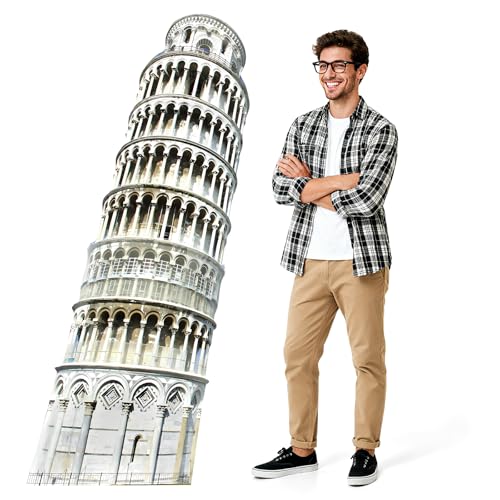 70.8" Tower of Pisa Cardboard Cutout Tower of Pisa Stand Up Cutout Life-Size Italy Photo Booth Prop Backdrop Sign Italian Landmark for Italy Theme Birthday Party Cultural Educational Display - color: Tower of Pisa