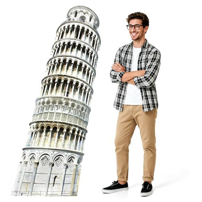 70.8" Tower of Pisa Cardboard Cutout Tower of Pisa Stand Up Cutout Life-Size Italy Photo Booth Prop Backdrop Sign Italian Landmark for Italy Theme Birthday Party Cultural Educational Display - color: Tower of Pisa