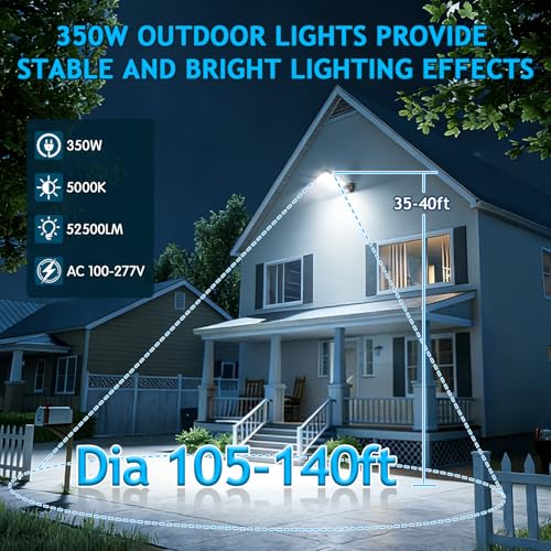 350W LED Parking Lot Light Dusk to Dawn Photocell 5000K Commercial Outdoor Area Light IP65 Waterproof 100-277V 52500LM Wall Mount - size: 350W Wall Mount
