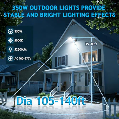 350W LED Parking Lot Light Dusk to Dawn Photocell 5000K Commercial Outdoor Area Light IP65 Waterproof 100-277V 52500LM Wall Mount - size: 350W Wall Mount