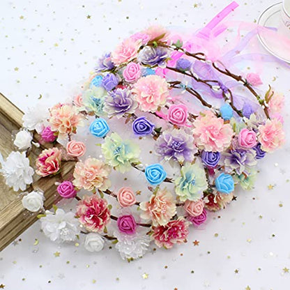 DDazzling Girls Breath Crown Flower Girl crown Floral Headband Wedding Hair Wreath Photo Props (White) - color: White