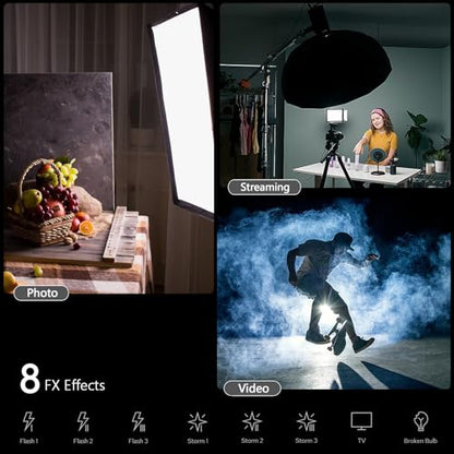 Godox SL60IID LED Video Light Kit, 70W x2 Daylight Continuous Lighting for Photography Podcast, Studio Fill Light APP Controlled with Bowens Mount, 8 FX Effect, Softbox, Light Stand, Remoter Bag - size: SL60II-D kit