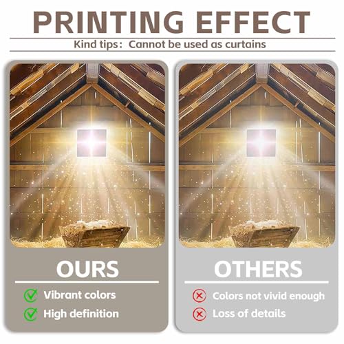 7x5ft Fabric Christmas Manger Scene Backdrop Birth of Jesus Nativity Holy Family Photography Background Barn Stable Christian Party Decor Photo Props - size: 7'x5'