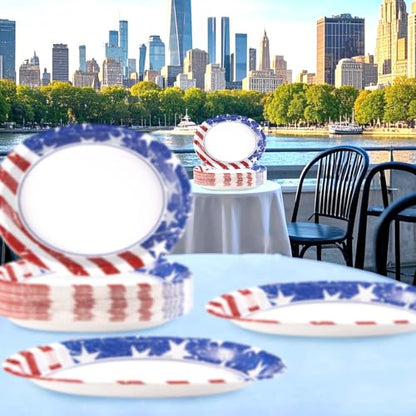 50Pcs Patriotic Oval Paper Plates 10" X 12" Large Heavy Duty 250 Anniversary 4th of July American Flag Plates Red Blue and White Platters for President Election Independence Memorial Day Decorations - style: 50Pcs 4th of July Oval Paper Plates