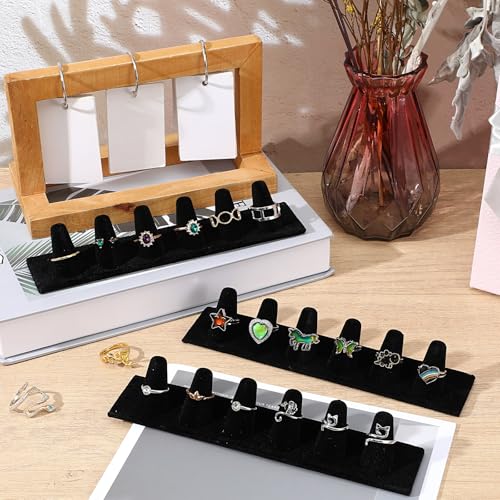 Hpmjz 6 Pcs 6 Finger Ring Holder Black Velvet Ring Display Stand Jewelry Storage Organizer Rings Display Stand for Selling Retail Stores Exhibitions Home Drawer