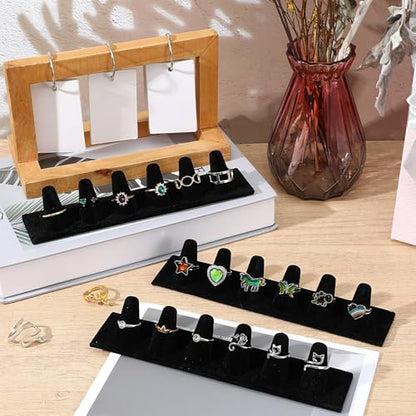 Hpmjz 6 Pcs 6 Finger Ring Holder Black Velvet Ring Display Stand Jewelry Storage Organizer Rings Display Stand for Selling Retail Stores Exhibitions Home Drawer