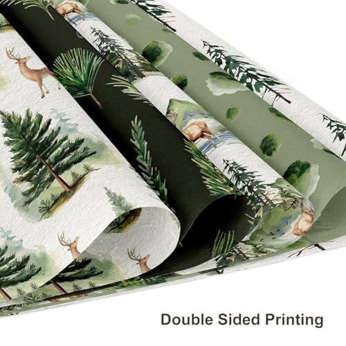 Double Sided Christmas Scrapbook Paper - 24 Sheets Christmas Tree Green Nature Woodland Forest Patterned Holiday Specialty Scrapbooking Paper Packs for Card Making Art Craft Photo Album - color: Green Christmas Tree