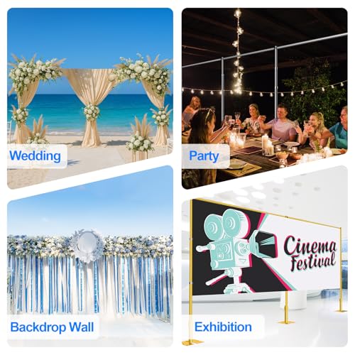 Heavy Duty Backdrop Stand 10x20ft, Pipe and Drape Backdrop Stand Kit, Adjustable Metal Frame, Background Stand Backdrop for Wedding Birthday Party Decorations-Black