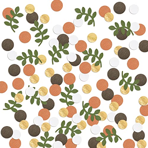 Baby Shower Confetti Glitter Table Decoration Greenery Golden Eucalyptus Jungle Safari Theme Scatter Tropical Rain Forest Woodland Party Bridal Shower Wedding Decor Supplies 210Pcs - color: Coffee-green