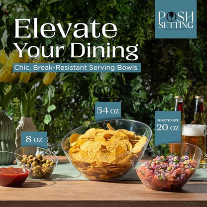Posh Setting Crystal Clear, Disposable Premium Hard Plastic Medium Angled Bowl, Party, Salad, Snack and Fruit Bowl 5 Pack - color: Clear, size: Medium 20 OZ