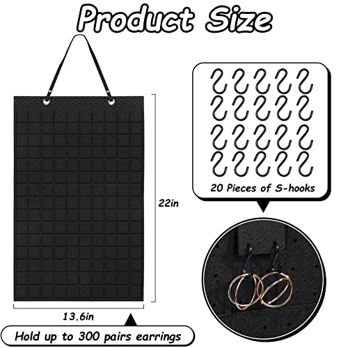 Caffox Hanging Earring Holder, Large Earring Organizer with 20Pcs Extra Hooks for Earrings, Necklaces, Bracelets, Jewelry and Sunglasses, Wall Earring Display for Home, Holds Up To 300 Pairs - style: Earrings Holder