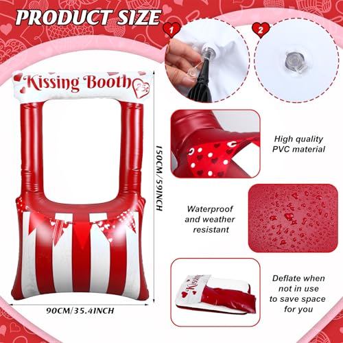 Colingmill 55 Inch Valentines Day Kissing Booth Photo Frame Inflatable Balloon Decorations Valentines Inflatables Outdoor Decorations Photo Backdrop Booth Selfie Frame Background for Party Supplies - style: Kissing Booth