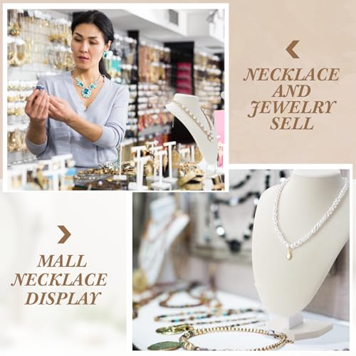 Huquary 6 Pcs Necklace Display Stand Necklace Holder Jewelry Bust Display Stands for Selling Home Store Trade Shows Photography Props Retail(Beige,Velvet) - color: Beige