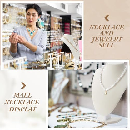 Huquary 6 Pcs Necklace Display Stand Necklace Holder Jewelry Bust Display Stands for Selling Home Store Trade Shows Photography Props Retail(Beige,Velvet) - color: Beige