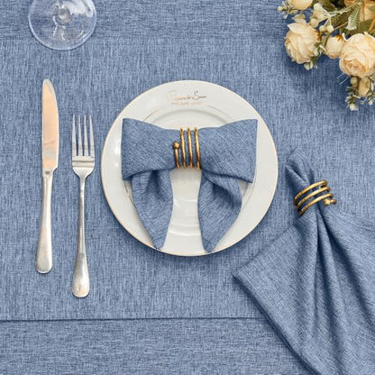 Cloth Napkin Set of 8 Square Washable Reusable Linen Fabric Polyester for Kitchen Dinner Dining Restaurants Wedding Party Banquet Table(Denim Blue/17x17 Inch) - color: Denim Blue