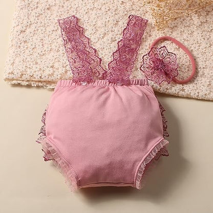 Ylsteed Newborn Photography Outfits - Girl Props Lace Romper Baby Photo Shoot Outfits Girls Photo Props (Strap Style - Purple) - color: Purple