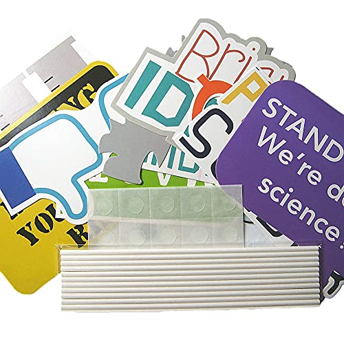 12Pcs Science Photo Booth Props with Stick Mad Scientist Selfie Props Chemistry Laboratory Party Supplies Boy Girl First 1st Bday Baby Shower