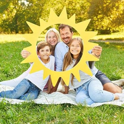Large Sun Photo Booth Props Party Photobooth Frame Sunshine Selfie Props Decor Kit Creative Friends Picture Backdrop Accessories for Summer Pool Beach Holiday Birthday Baby Shower Parties Supplies