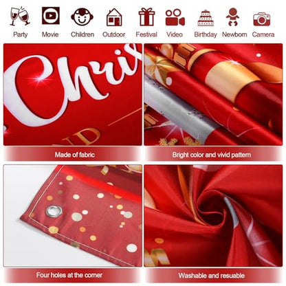 Irenare Christmas Backdrop Merry Christmas Banner Party Decoration Xmas Photography Background Photo Props for Winter Holiday New Year Eve Family Party Decoration Supplies(Ball) - style: Ball