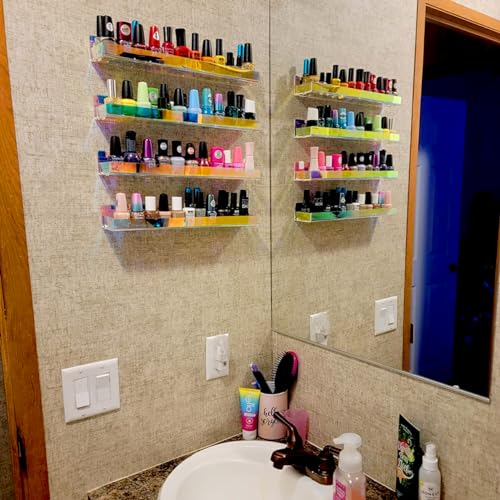 4 Pack 15 Inch Iridescent Acrylic Shelves, Clear Rainbow Floating Shelves for Wall, Modern Sunglasses Essential Oil Picture Ledge Display Toy Storage Wall Shelf - color: 15in-iridescent