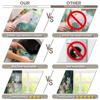 Fabric 12x8ft Jungle Forest Animals Photography Backdrop Tropical Rainforest Safari Background Wild Party Decorations Kids Event Photo Banner Props - size: 12'x8'