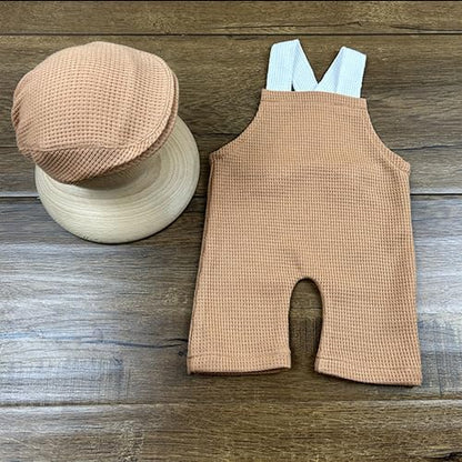Newborn Baby Boy Suspender Pants Photo Outfits Gentleman Photography Outfit Girl - color: Khaki