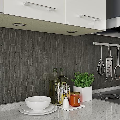 CHIHUT Dark Gray Grasscloth Peel and Stick Wallpaper Textured Removable Grass Cloth Contact Paper Self Adhesive Fabric Linen Grey Stick on Wallpaper for Bathroom Kitchen Backsplash Walls 17.7”x236” - color: ['Dark Gray'], size: 17.7" x 236"