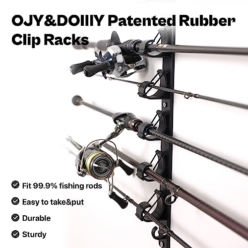 OJYDOIIIY Wall Mount Fishing Rod Holders,Horizontal/Ceiling Fishing Pole Storage Rack for Garage - color: 1 Pack, 6 Rods