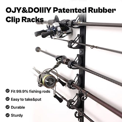 OJYDOIIIY Wall Mount Fishing Rod Holders,Horizontal/Ceiling Fishing Pole Storage Rack for Garage - color: 1 Pack, 6 Rods