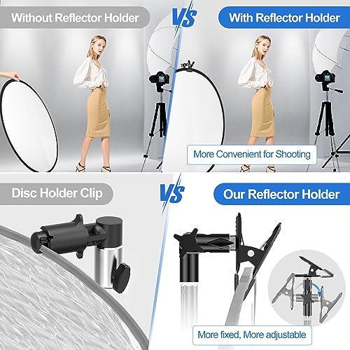 EMART Photography Reflector Holder, Photo Video Studio 5/8" Heavy Duty Metal Clamp Attachment, Light Stand Clip Mount with Umbrella Hole for Backdrop, Diffuser, Lighting - size: 1 Pack