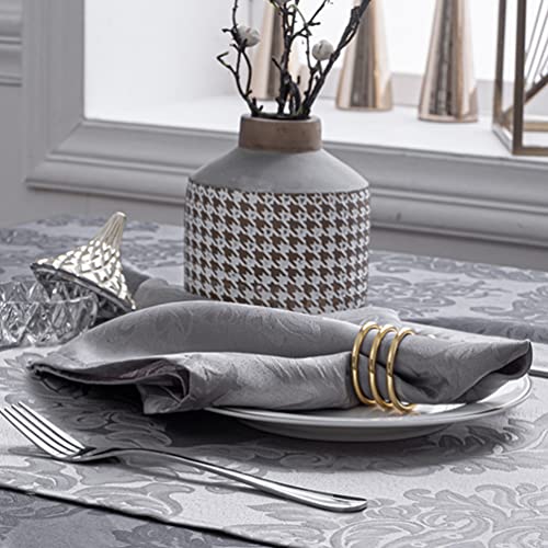 Cloth Napkins Set of 8 – Square 17x17 Inch Jacquard Fabric Polyester Washable Reusable Cloth Napkins for Kitchen Dinner Dining Restaurants Wedding Party Banquet Table (Grey, 17X17 Inch) - color: Gray(01)