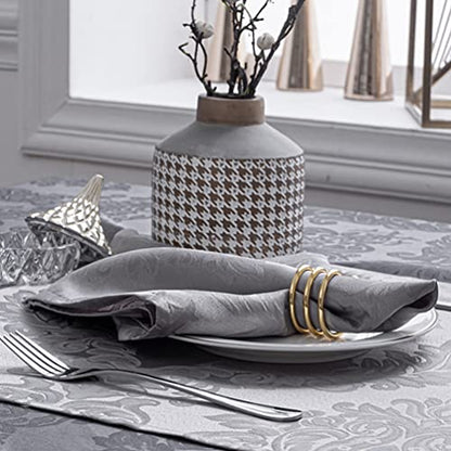 Cloth Napkins Set of 8 – Square 17x17 Inch Jacquard Fabric Polyester Washable Reusable Cloth Napkins for Kitchen Dinner Dining Restaurants Wedding Party Banquet Table (Grey, 17X17 Inch) - color: Gray(01)