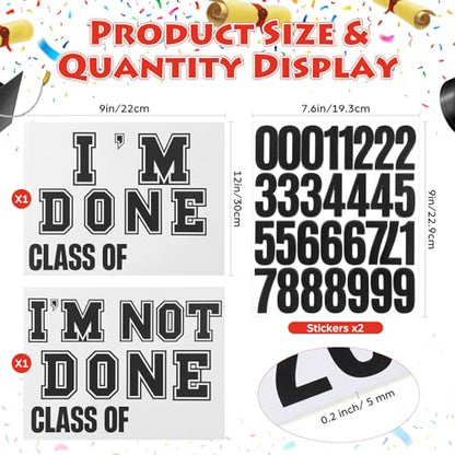 Novabright 2 Pcs 2026 Senior Photo Props I'm Done I'm Not Done Sibling Signs, 12 x 9 Class of 2026 Sign with 0-9 Number Stickers, Funny Graduation Picture Props for Senior Grad Party Supplies(Black)