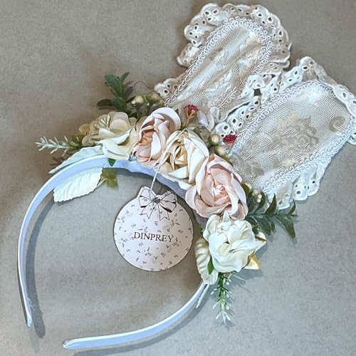 Easter Flower Bunny Ears Headband for Women Girls Easter Hairband Flower Rabbit Ears headband - color: Multicolor
