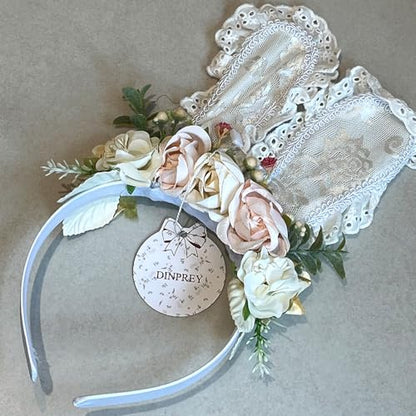 Easter Flower Bunny Ears Headband for Women Girls Easter Hairband Flower Rabbit Ears headband - color: Multicolor
