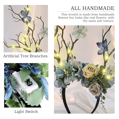 MOSTORY Woodland Deer Antler Headband - Fairy Costume for Woman Branch Crown for Renaissance Halloween Renfaire Cosplay - color: Blue