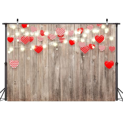Happy Valentines Day Backdrops 12x8 FT Wooden Wall Valentine Backdrop Decoration for Photography Photo Background Mom's Party Banner Decor for Studio Props - size: 12x8 FT