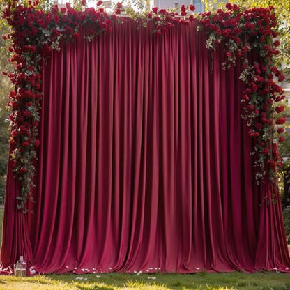 Burgundy Backdrop Curtains 4 Panels - Wrinkle-Free Polyester Photography Drapes for Baby Shower & Birthday Party - 16 X10FT - color: Burgundy, size: W4' x H10'(4 panels)